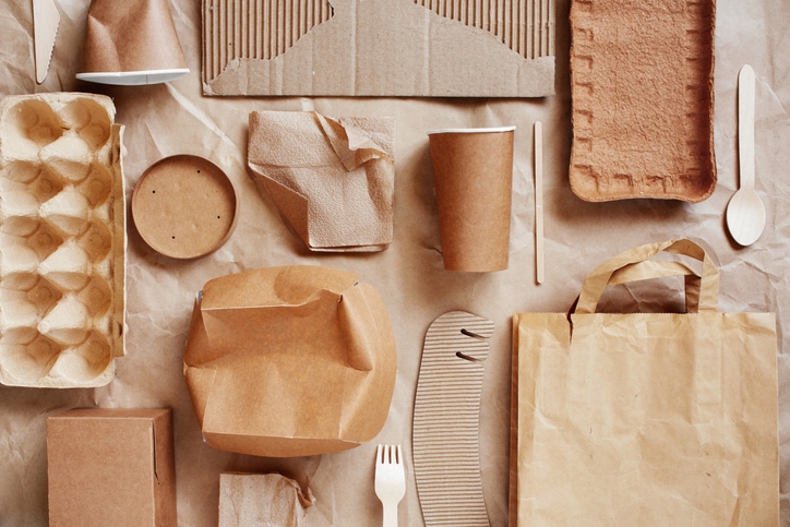 Eco-friendly disposable packaging,  rubbish sort and plastic free lifestyle